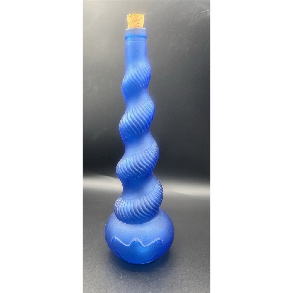 Empoli Spain VTG MCM Blue Snake Skin Genie Bottle Decanter 14 H